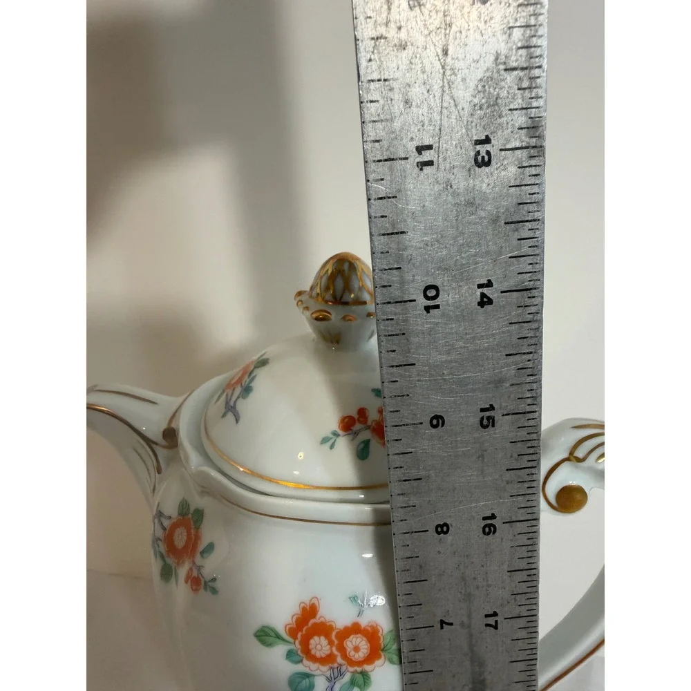 Royale Limoges France Orange Tree Porcelain Coffee Pot Towle Gilt Floral 9.5in